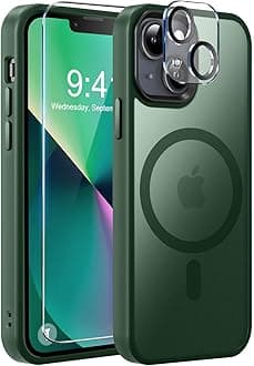 MOCCA Strong Magnetic for iPhone 13 Case, [Compatible with Magsafe][Screen Protector+Camera Lens Protector] Translucent Matte Back Slim Shockproof Case for iPhone 13 Phone Case 6.1", Midnight Green