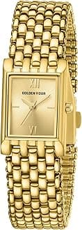 GOLDEN HOUR Vintage Rectangle Bracelet Gold Watch for Women