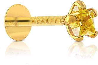 Star Shape Black Diamond 14K Pure Yellow Gold Nose Pins Studs Diamond Nose Pins For Women And Girl