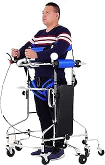Walking Aid for The Disabled, 8-Wheel Anti-Tilt, Adjustable Height, Walking Aid for The Elderly, Hemiplegia Rehabilitation Standing Frame, Suitable for 58-71 Inches, Can Bear 220 Pounds,Male