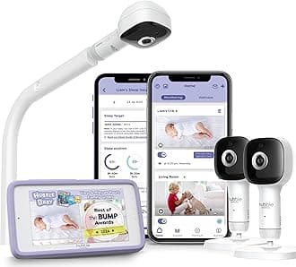 HUBBLE CONNECTEDSkyVision AI Enhanced HD Smart Camera Baby Monitor Parent Unit Mount, Night Vision, Night Light, Soothing Sounds, Wellness Tracker,
