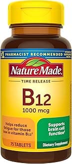 Nature Made Vitamin B12 1000 mcg, B12 Vitamins, Dietary Supplement for Energy Metabolism Support, 75 Time Release Tablets, 75 Day Supply