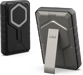 URBAN ARMOR GEAR UAG 10000mAh Power Bank SRGE 20W 2-Port USB-C USB Magnetic Wireless Portable Charger Fast Charging Battery Pack w/Kickstand Compatible with iPhone 17, Galaxy S26, Black/Titanium