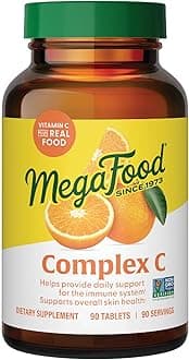 MegaFood Complex C - Vegan Vitamin C Immune Support Supplement, Vitamin C Supplement Made with Real Food Including Orange, Cranberry & Brown Rice, Gluten-Free - 90 Tablets, 90 Servings