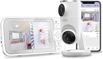 Hubble Connected Dual Vision Smart HD Baby Monitor with 2 Cameras, WiFi Baby Monitor with App and Screen, Remote Pan Tilt Zoom, 2-Way Talk, AI Motion Tracking, Night Vision, Room Temperature Sensor