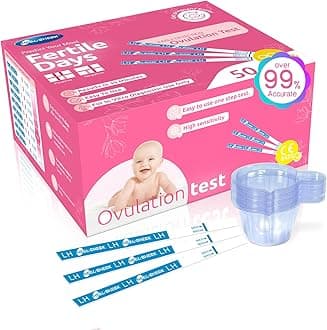 HEAL-CHECK 50 Count Ovulation Test Strips with Cups, Bulk Ovulation Test Strips for Women, Ovulation Predictor Kit, Accurate Fertility Tests for Home, Individually Wrapped 5mm LH