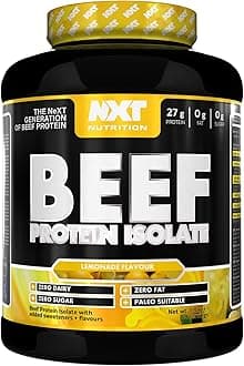 NXT Nutrition Beef Protein Isolate Powder - Protein Powder, Alternative to Whey Protein and Vegan Protein Powder, Halal, Lactose, Dairy, Gluten, and Soy Free - 60 Servings - 1.8Kg Lemonade
