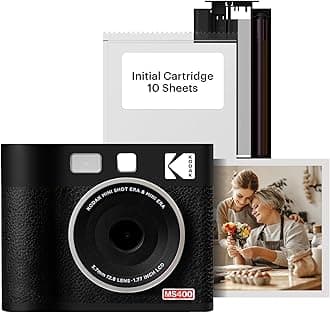 KODAK Mini Shot 4 ERA 4PASS 2-in-1 Instant Camera and Photo Printer (4x4) (Black, Camera + 10 Sheets)