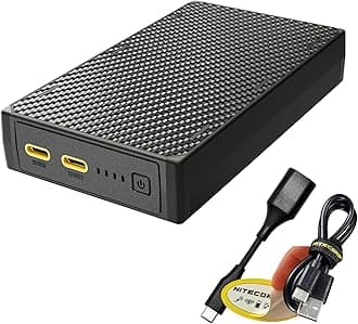 NitecoreNB20000 Gen 3 Power Bank, 20000mAh Fast Charging QC PD Compatible with iPhone, Samsung Galaxy and Tablets with Lumentac USB Charging Cable (Dual USB-C)