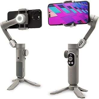 IZI GO-X Smartphone Handheld Gimbal Stabilizer, 3-Axis, OLED Display, LED Fill Light, Wireless Charge Pad, Android, iPhone, Live Video, Instagram, YouTube, Shot Guide, Smart AI Track, Portable Gimbal