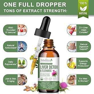 Liver Health Liquid Drops -Support Liver Cleanse Detox & Repair with Artichoke Milk Thistle Silymarin Extract, Dandelion,Turmeric, Berberine to Renew w/21 Potent Herb-Nutrients-