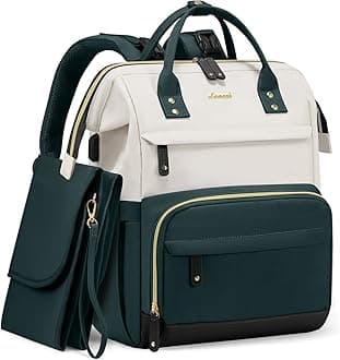 LOVEVOOK Diaper Bag Backpack, Baby Bag with Changing Station, Large Diaper Backpack for Moms Dads, Waterproof Leather Accents Baby Boy and Girl Bag for Travel Baby Essentials, Dark Green-Beige