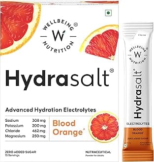 Wellbeing Nutrition HydraSalt Electrolyte Drink with Zero Added Sugar | 5 Electrolytes & 3 Vitamins for Instant Hydration, Energy, Performance & Recovery, Raspberry Lemon Flavor 90g, Pack of 15