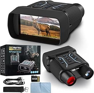 Night Vision Goggles, 4K Color Night Vision Binoculars for Adults with 4.5" HD Display, 8X Digital Zoom & 7-Level Infrared, 4500mAh Rechargeable Battery, 1300ft Range, 32GB TF Card for Camping Hunting
