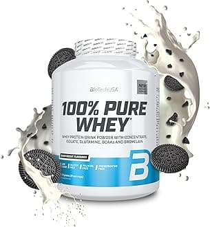 100% Pure Whey | Protein Powder with BCAA and Glutamine | Gluten-Free, Palm Oil Free | 21g Protein per Serving, 2.27 kg, Black Biscuit