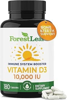 Vitamin D3 10,000 IU | VIT D - VIT D3 Vitamin D Supplements for Women and Men | Bone Health, Teeth and Immune Support | Easy to Swallow Pills | High Potency Daily, 6-Month Supply, 180 Caps