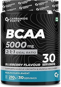BCAA Powder 5000mg | BCAA Supplements For Women & Men | BCAA Pre Workout & Intra Workout Supplement 7g Serving with Ideal 2:1:1 Ratio | Beg-Blueberry Flavor - 210g
