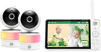 LeapFrog LF920-2HD 7" Full Color 360 Degree Pan & Tilt Split-Screen Video Baby Monitor with 2 Cameras and Audio,Color Night Vision, Night Light, Soothing Sounds and Temperature/Humidity Sensor