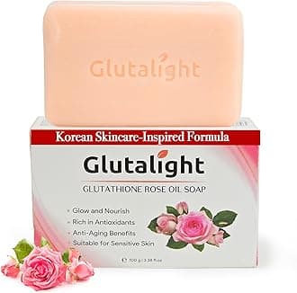 Glutalight Glutathione Rose Oil Soap | Korean Skincare Bathing Soap with Niacinamide, Vitamin C & Rosehip Oil | Fades Dark Spots & Hyperpigmentation | Anti-Aging & Skin Repair | Pack of 1