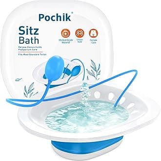 Pochik Sitz Bath for Toilet Seat - Soothes Hemorrhoids & Perineum, Postpartum Care - Yoni Steam Seat for Toilet - Collapsible, Easy to Store, Pregnancy Must Haves & Postpartum Essentials