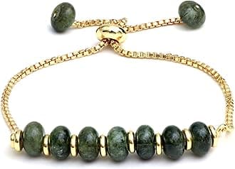 GEMPIRES NATURE’S TREASUREGempires Vesonite Bolo Bracelet, Handmade Jewellery, Beads Bracelet for Women, Gift For Her, 14k Gold Plated Slider Chain, 6 to 8-inch Adjustable Bracelet