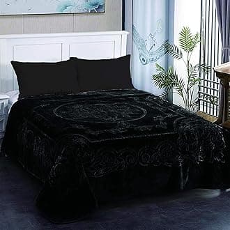 MERRY HOME JML Fleece Blanket King Size, Heavy Korean Mink Blanket 85 X 95 Inches- 9 Lbs, Single Ply, Soft and Warm, Thick Raschel Printed Mink Blanket for Autumn,Winter,Bed,Home,Gifts, (Black)