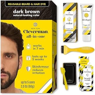 Cleverman Hair and Beard Dye for Men - All-in-One Set - Colour for Men for Natural Coverage Against Grey Hair, Professional Quality, No Ammonia, for Concealing Grey Hair, Beard