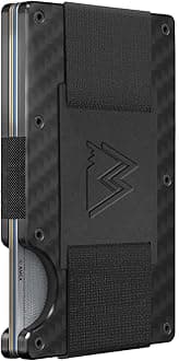 Mountain Voyage CoMinimalist Cash Strap - Slim RFID Blocking Wallet for Men & Women - Scratch Resistant, Credit Card Holder, Easily Removable Money & Cards, Aluminium Wallet (Matte Carbon Fiber)