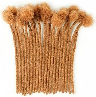 0.6cm Width #30 Brown 8 Inch 30 Strands 100% Human Hair Loc Extensions Full Handmade Dreadlock Extensions for Men Women Kids Can Be Dyed and Bleached with Needle and Comb