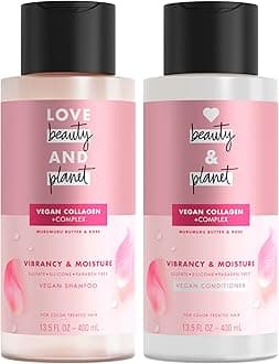 Love Beauty And Planet Blooming Color Shampoo and Conditioner, Murumuru Butter, Sugar & Rose, 13.5 oz, 2 ct