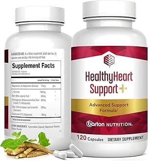 - HealthyHeart Support+ 6-in-1 Heart Health Supplements with Ashwagandha, CoQ10, Beet Root, Olive Leaf, Magnesium & L-Carnitine, Made in USA, Doctor-Formulated –120 Capsules, 1 Month Supply