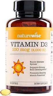 NatureWise Vitamin D3 4000 IU for Healthy Muscle Function Organic Olive Oil Capsule, (1-Year Supply - 360 Count)