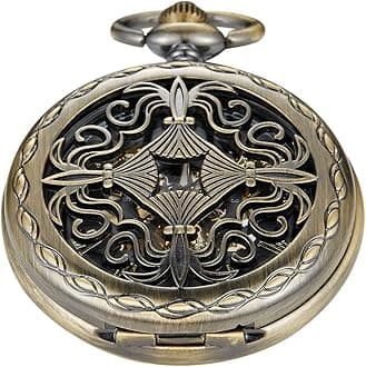 Vintage Mechanical Men's Pocket Watch, Roman Dial Clock Hand Wind Pocket Watch for Men with FOB Chain
