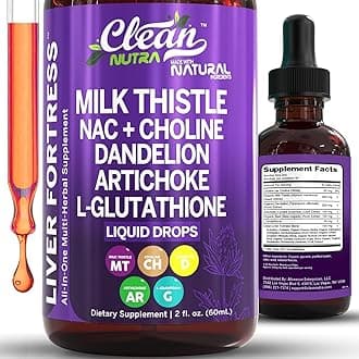 Milk Thistle NAC Liver Cleanse Detox & Repair Supplement Liver Support Liquid Drops with Dandelion Extract, Artichoke, Chanca Piedra, Choline, L-Glutathione, Burdock, Schisandra