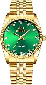 Fq-043 Classic Golden Stainless Steel Male Female Crystals Quartz Wrist Watches for Man Woman Gold