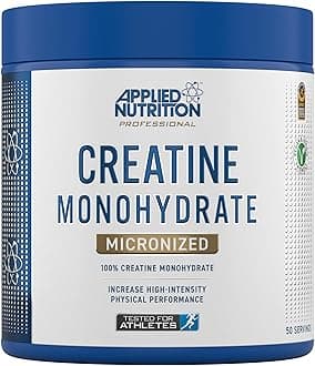 Applied Nutrition Creatine Monohydrate Powder 250g – 100% Micronized Creatine – 5g per Serving – Unflavoured – Supports High-Intensity Performance – 50 Servings