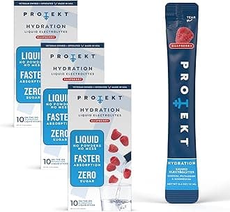 - PROTEKT Electrolyte Packets for Recovery & Hydration | Organic & Sugar-Free Electrolytes Drinks | Works Faster Than Powder Drink | On-the-Go Liquid Hydration Drink | Raspberry, 30 Pack