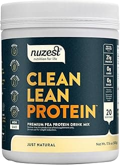 - Nuzest - Pea Protein Powder - Clean Lean Protein, Premium Vegan Plant Based Protein Powder, Dairy Free, Gluten Free, GMO Free, Protein Shake, Just Natural (UNFLAVORED), 20 Servings, 1.1 lb