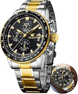 OLEVS Watch for Men, Fashion Dress Mens Watches, Stainless Steel Waterproof Analog Quartz Wristwatch, Elegant Gifts for Him - Dad & Boyfriend