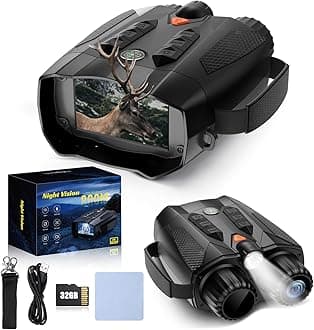 Night Vision Goggles -4K Night Vision Binoculars with, 10X Zoom, External Tactical Light & Compass，5000mAh Fast Charging, 32G Card, Record Video & Photos, Camping Hunting, Gift for Dad/Men（Black）
