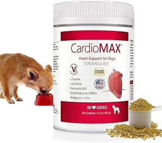 Heart Support Granules for Dogs – Vet-Formulated, Antioxidant-Rich- L-Taurine, L-Carnitine, EPA, DHA, CoQ10- Aids Circulatory Strength, Cardiovascular Support, Heart Muscle Function-USA Made- 90 Doses