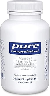 Pure Encapsulations Digestive Enzymes Ultra with Betaine HCl - Vegetarian Digestive Enzyme Supplement to Support Protein, Carb, Fiber, and Dairy Digestion* - 180 Capsules