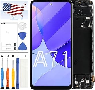 OLED Screen Replacement for Samsung Galaxy A71 4G A715 SM-A715F A715F/DS A715W A715X LCD Display Touch Screen Digitizer Full Assembly Repair Kit - Black with Frame - Small Size