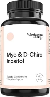 Myo-Inositol and D-Chiro Blend Most Beneficial 40:1 Ratio PCOS, Hormonal Balance and Healthy Ovarian Function Support Vitamin B8 for Women (120 Vegetarian Capsules)