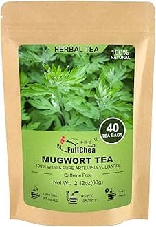 FullChea - Mugwort Tea Bag 40 Teabags, 1.5g/bag - 100% Pure Natural Artemisia Vulgaris Herbal Tea - Rich In Antioxidants