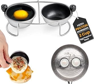 Egg Poacher Insert Stainless Steel Poached Egg Cooker Eggs Poaching Cup PFOA Free Egg Poachers Nonstick, 6.25" Rack Compatible with Skillet Instant Pot Pressure Cooker, 2 Poached Cups