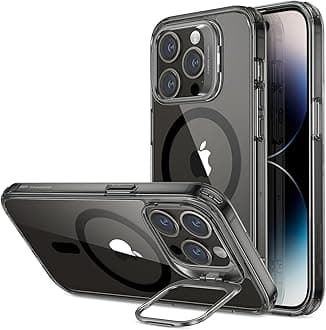 ESR for iPhone 14 Pro Case, Compatible with MagSafe, Built-in Camera Ring Stand, Military-Grade Protection, Magnetic Phone Case for iPhone 14 Pro, Classic Kickstand Case (HaloLock), Clear Black | Magnetic Phone Case, HaloLock