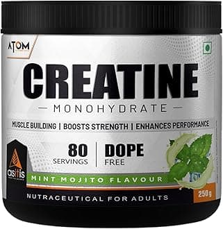 Asitis Nutrition Atom Creatine Monohydrate Powder 250 grams - 80 Servings | Dope Free | Enhances Performance | Promotes Muscle Gains | Mint Mojito Flavour