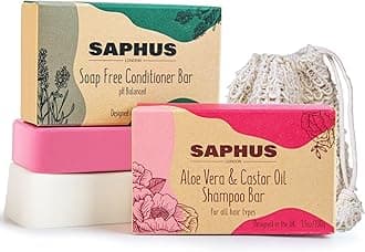Shampoo Bar and Conditioner Bar Set - Promote Hair Growth & Strengthening, Paraben Free and Sulfate Free with Natural Castor Oil for Men & Women Thinning Hair, 2pc Set[Amazon-developed Certification] Compact by Design