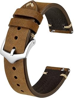 BISONSTRAP Men's Watch Bands, Hand-Stitched Leather Watch Straps, Quick Release, 18mm 19mm 20mm 21mm 22mm